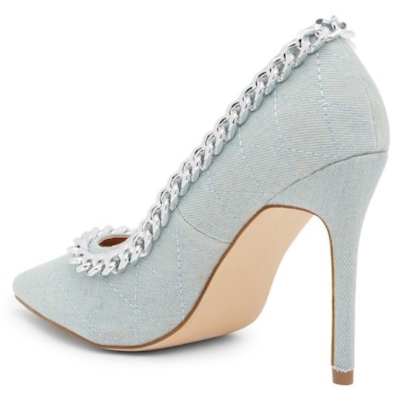 Women's Pump Shoes Pointed Toe Chain Link Stiletto - Picture 4 of 4